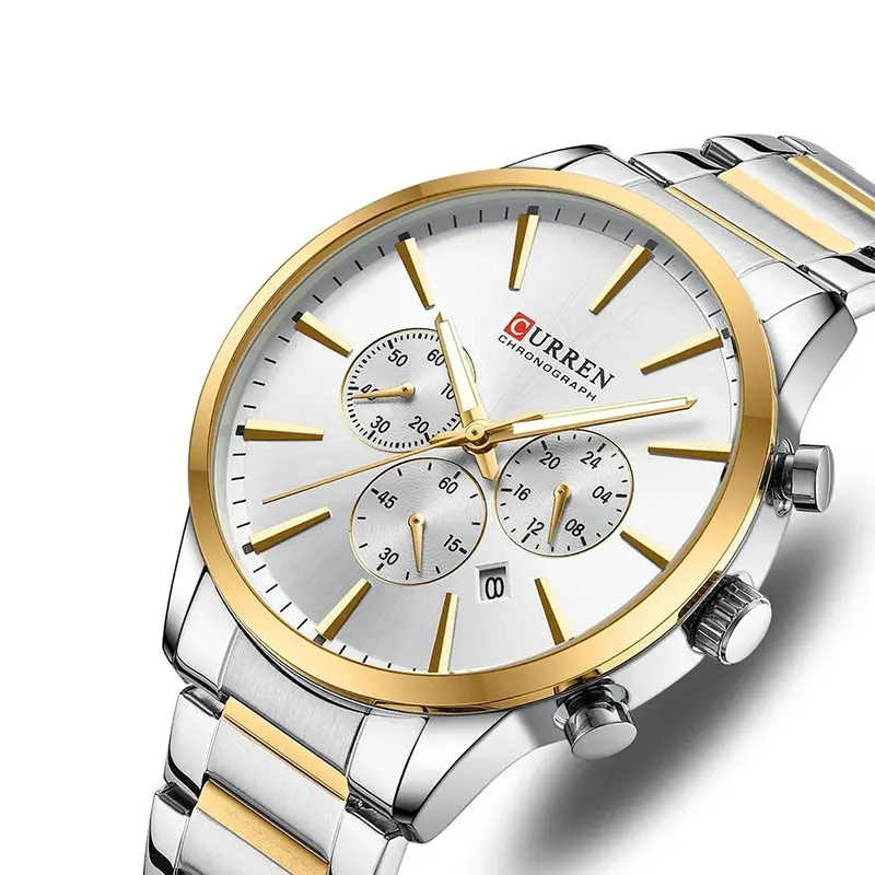 Curren Chronograph Quartz Silver Dial Men’s Watch- 8435